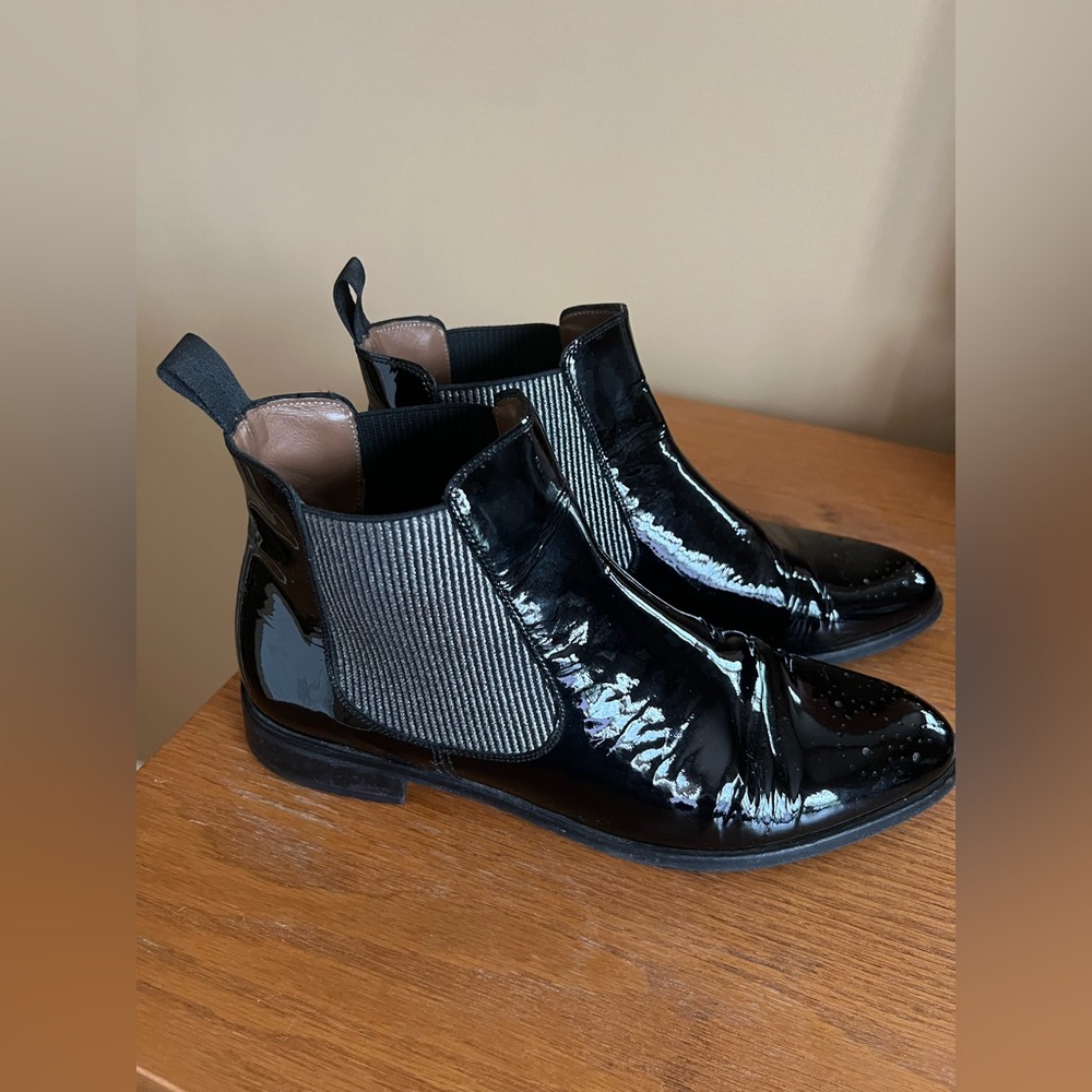 Black Patent Leather Ankle Boots size 38